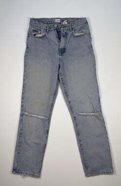 Vintage Calvin Klein Easy Fit Distressed Light Wash Straight Leg Jeans Size 8